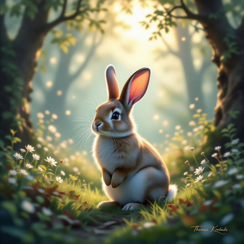 Ethereal Rabbit in Mystical Forest