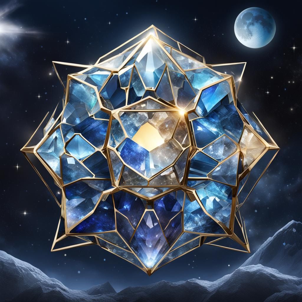 Futuristic Lunar Empowerment Crystal Radiating Light
