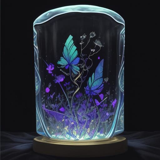 Bioluminescent Dream-Temple Field in Stained Glass Dust