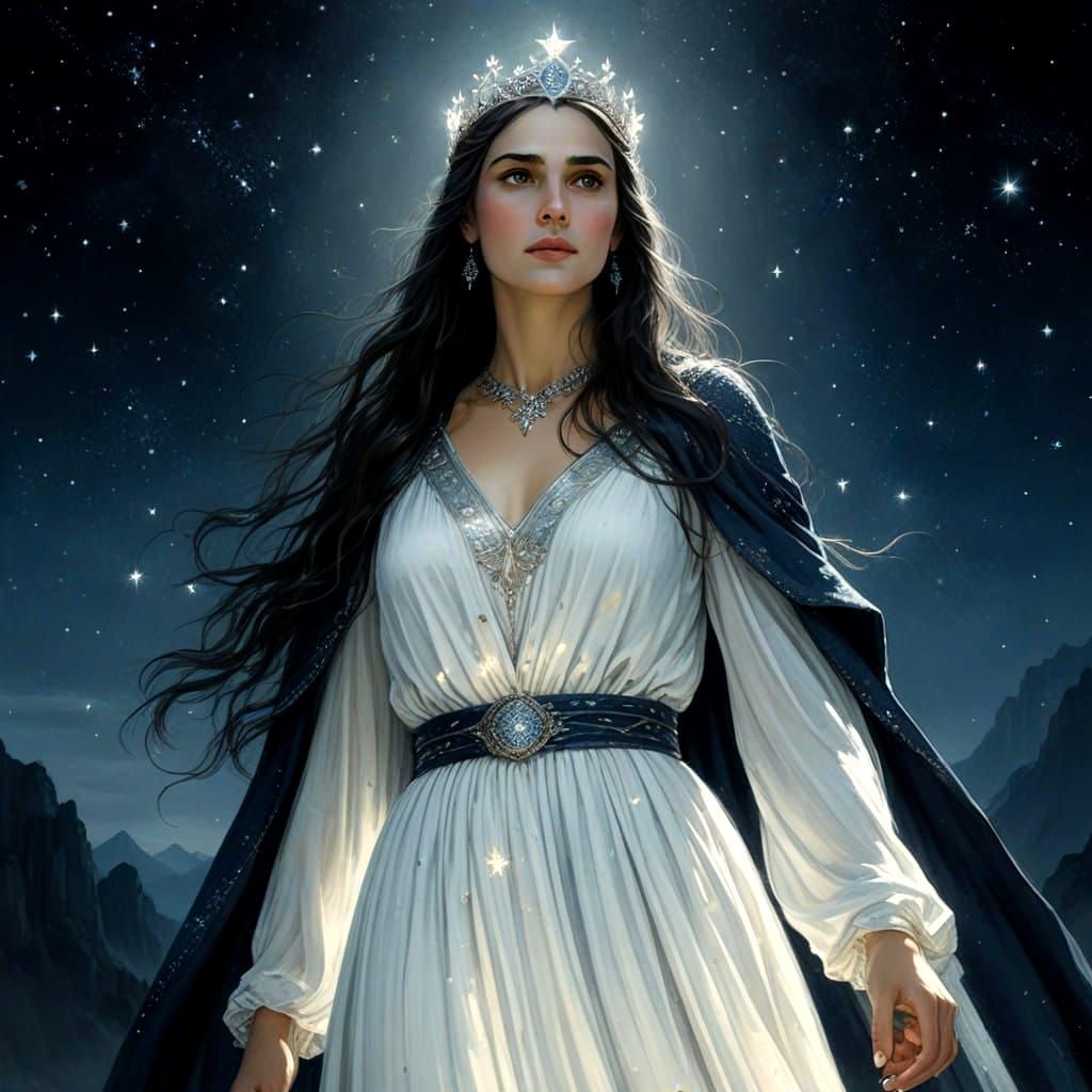 Majestic Goddess Varda in Ethereal Starlight
