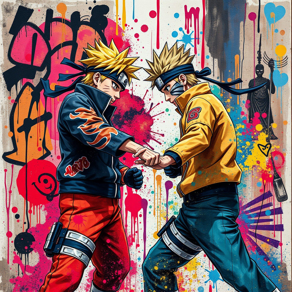 Naruto and Minato Clash: Graffiti Art Battle