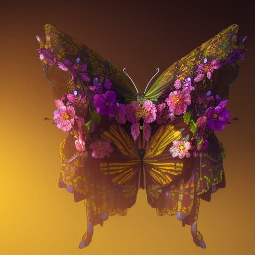 Butterfly Petals: Alphonse Mucha-Inspired Concept Art