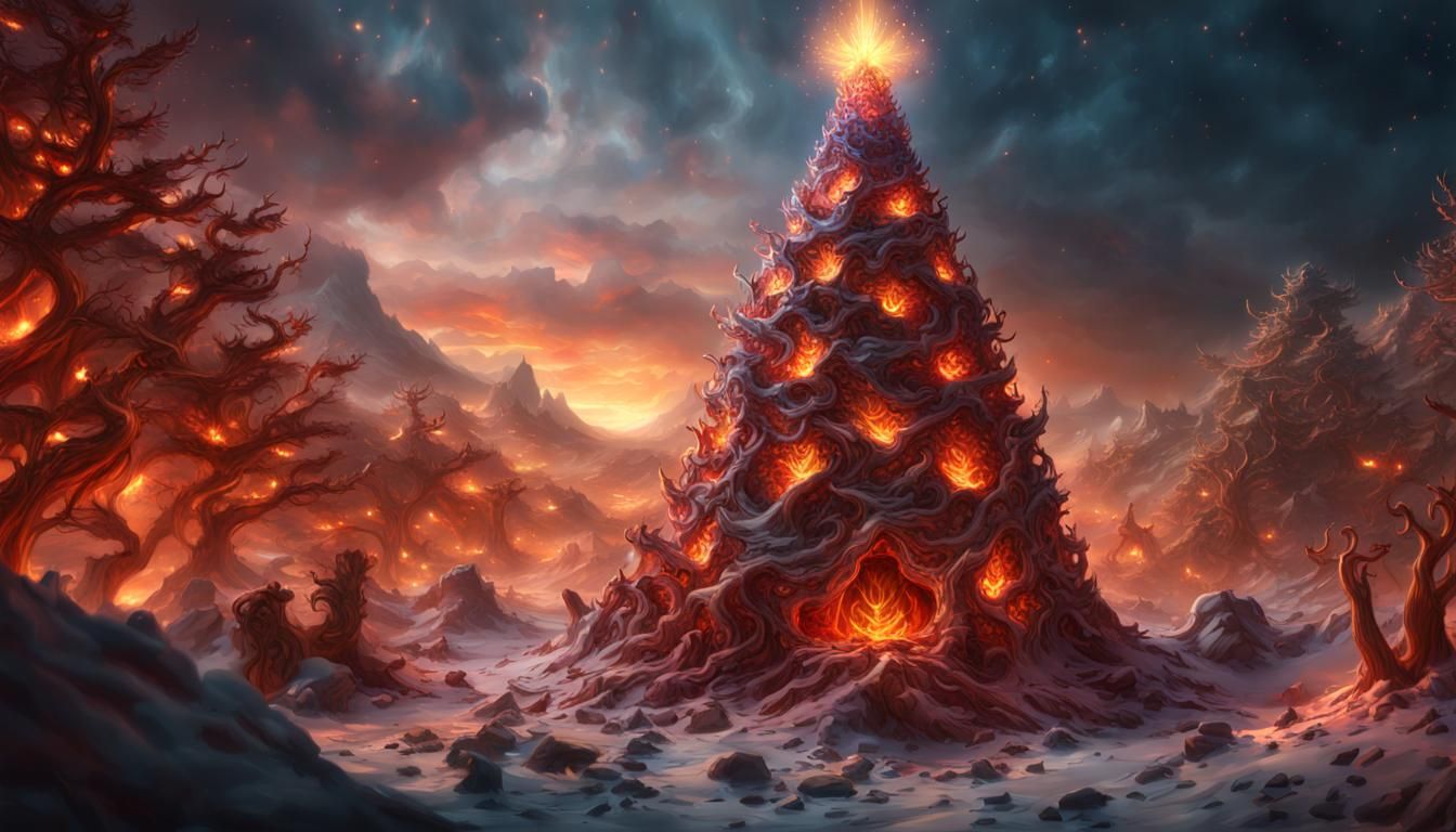 AI Fire Christmas Tree in Firedragon Style
