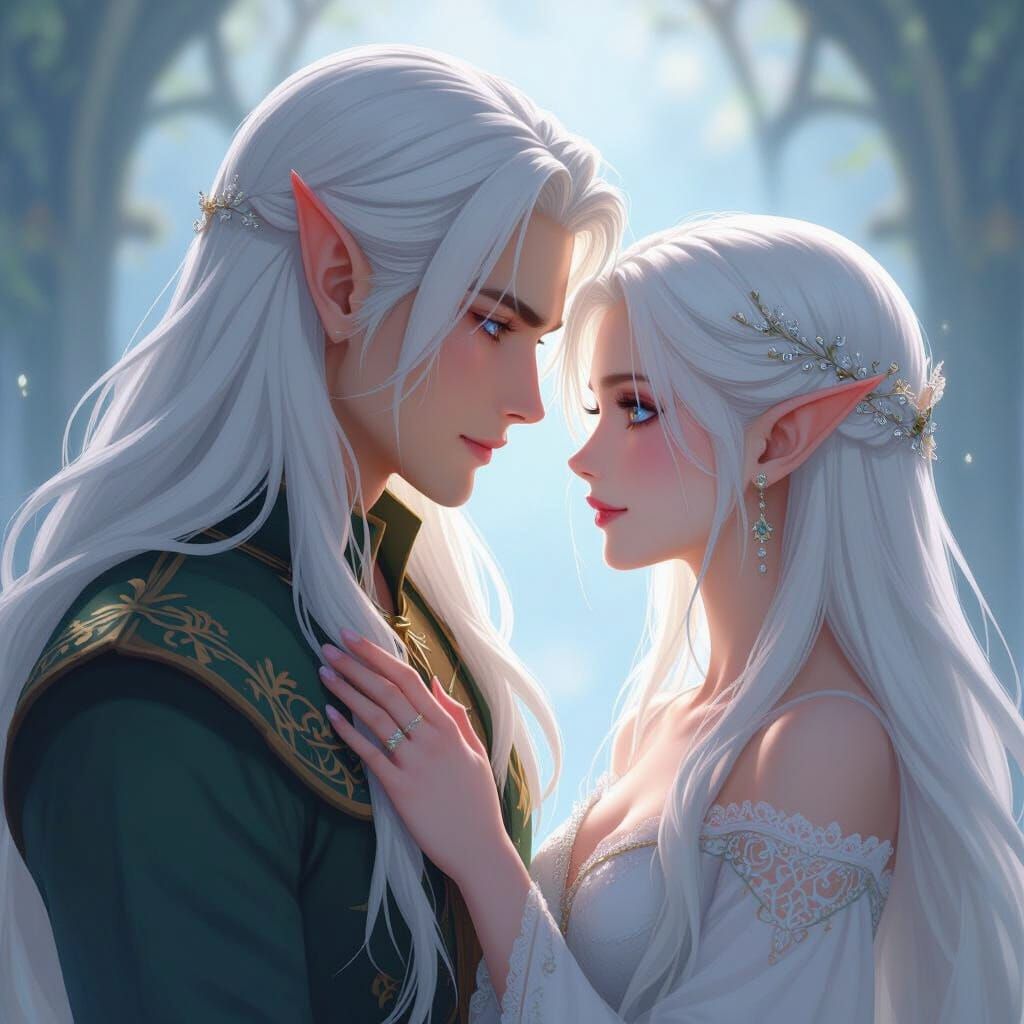 Elven Prince and Princess in Anime Style