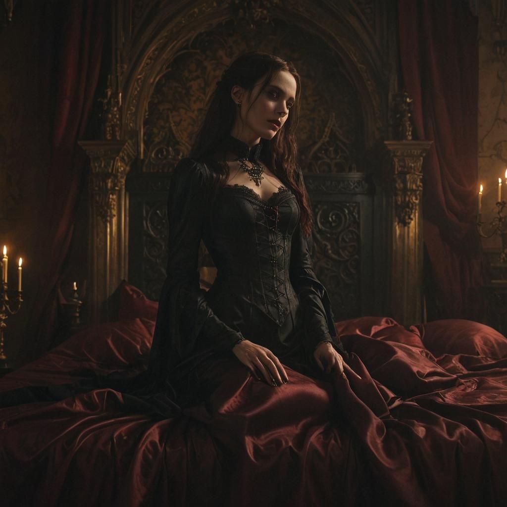 Vampire's Kiss: Gothic Dark Fantasy in Beksiński Style