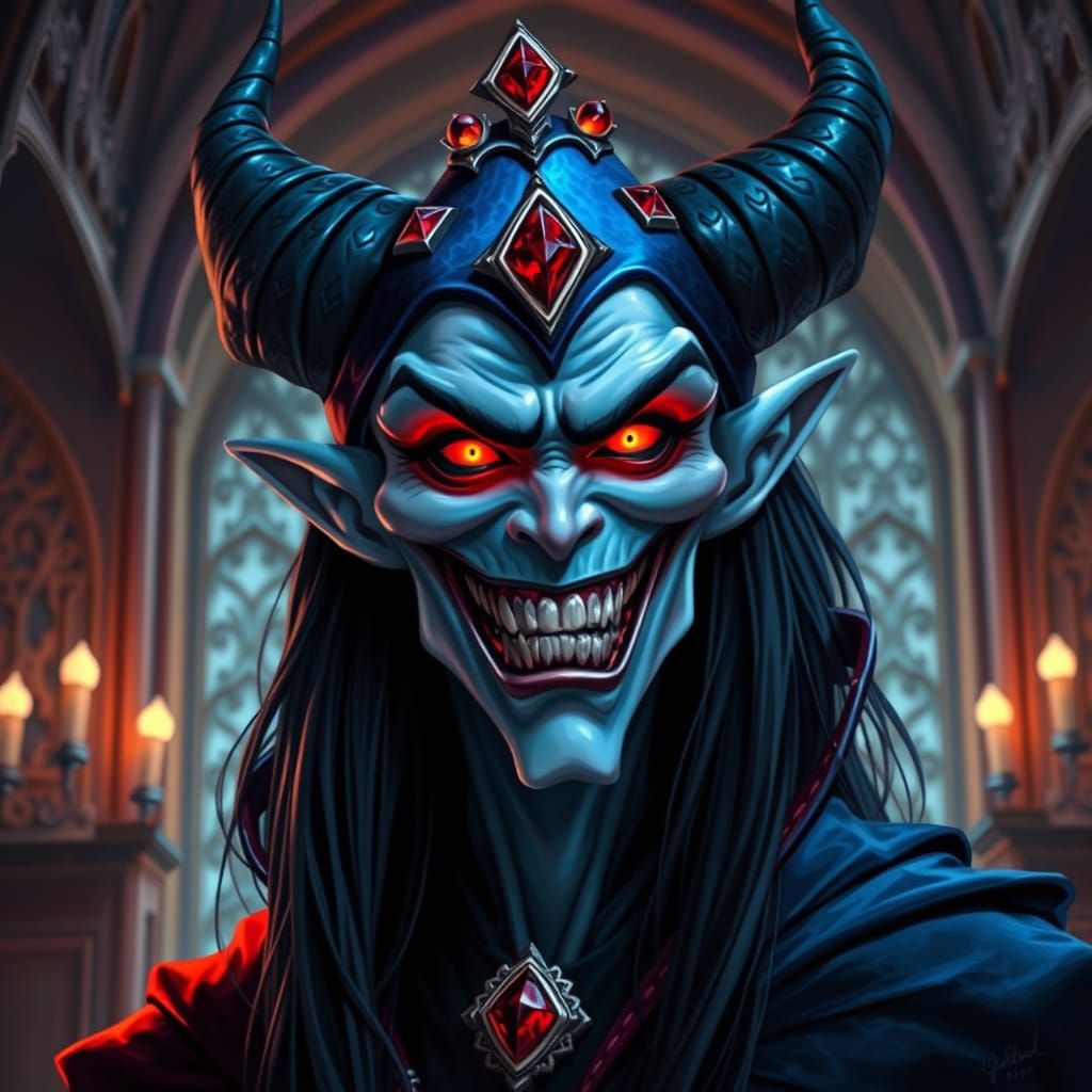 Dark Fantasy Figure in Gothic Architecture