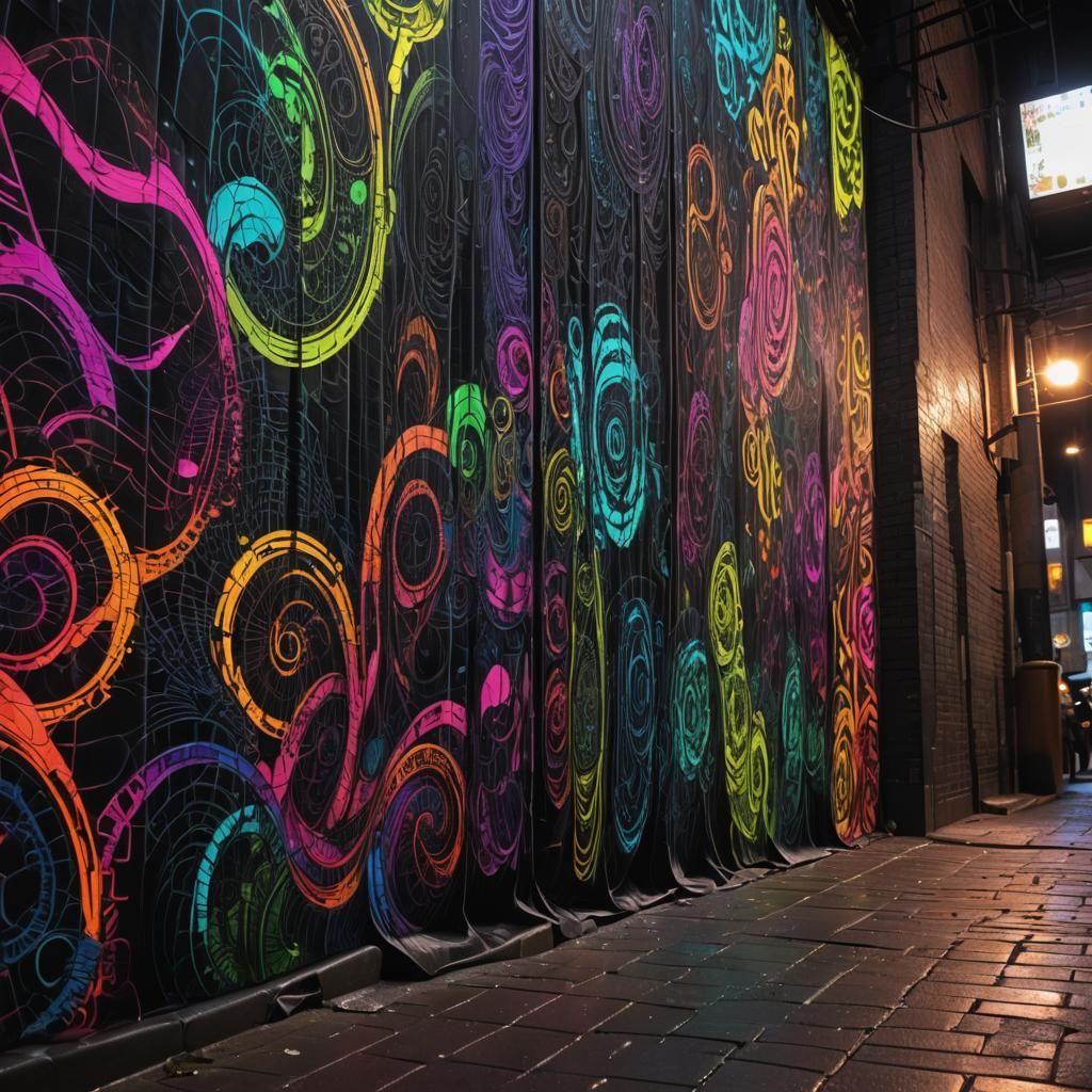 Cyberpunk Alleyway with Fractal Projections