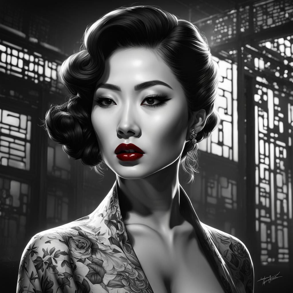 Asian Femme Fatale in Film Noir Style