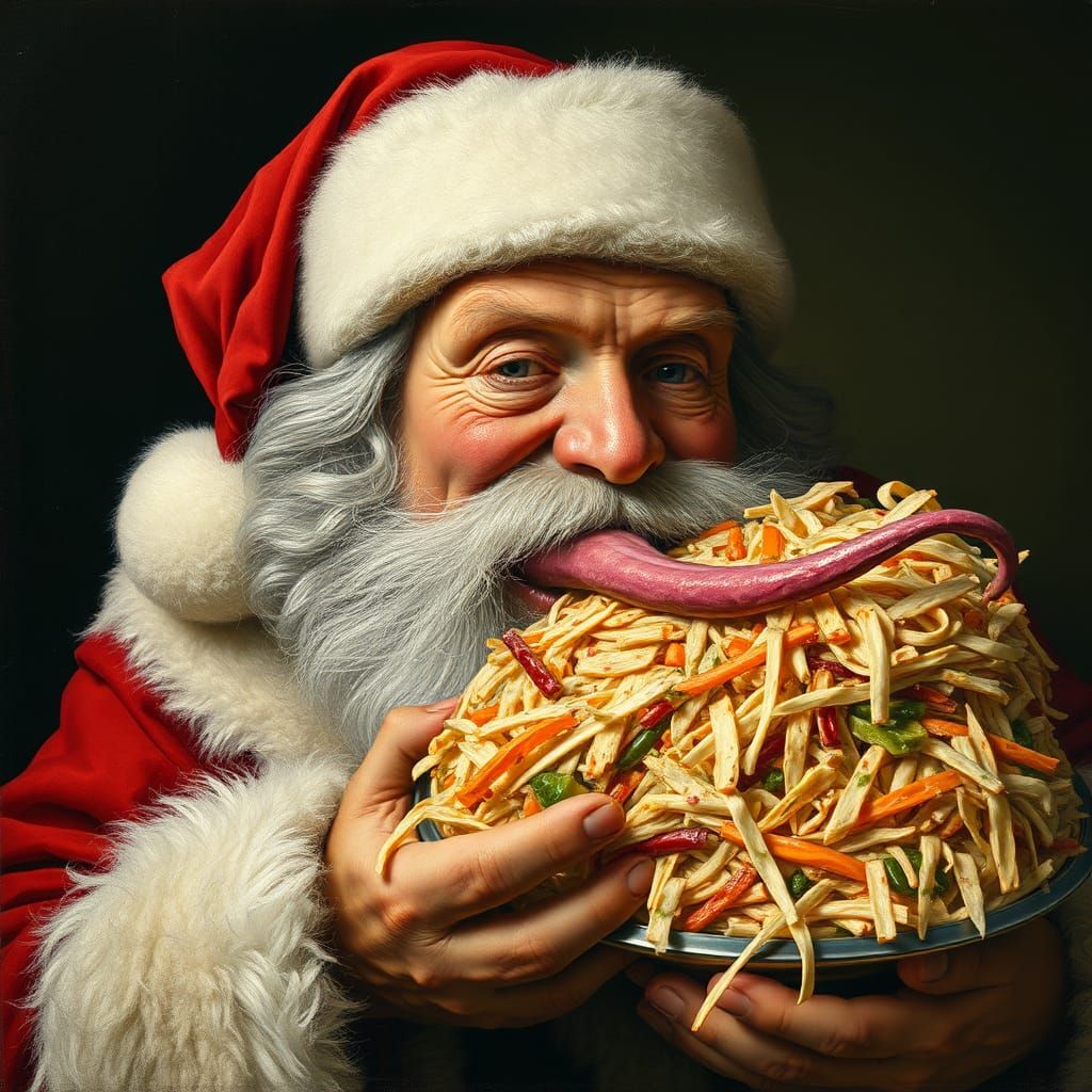 Surreal Santa Claus Painting of Weird Fantasy Feast