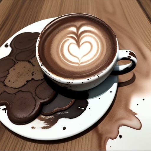 Surreal Watercolor Study of Brown Hues on Wooden Table