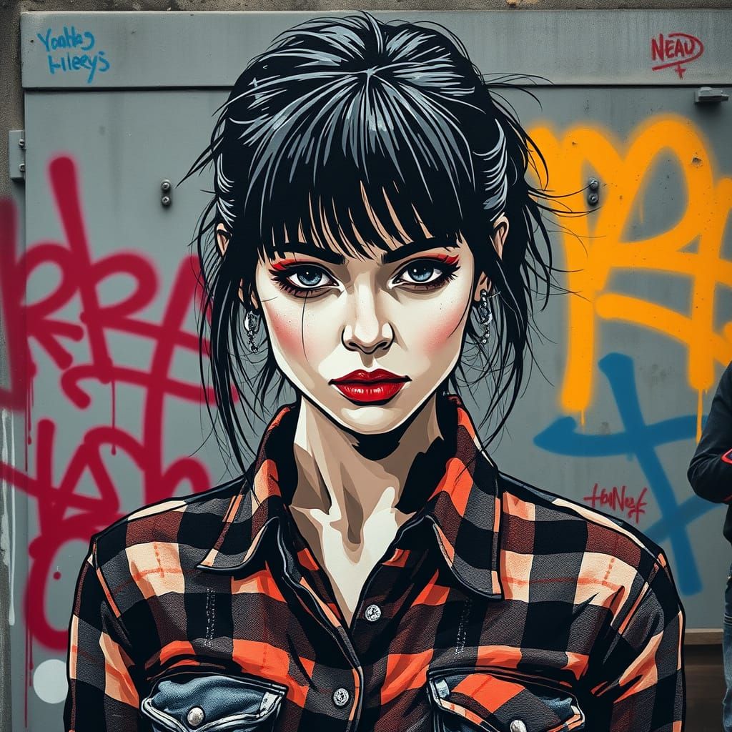 Gritty Street Art Portrait in Banksy Style