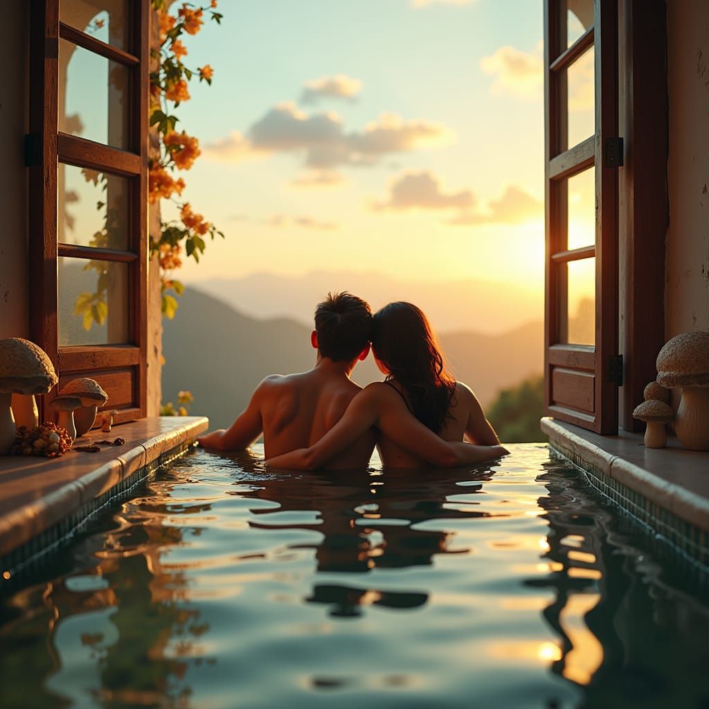 Surreal Double Exposure: Mushroom Soup Swim