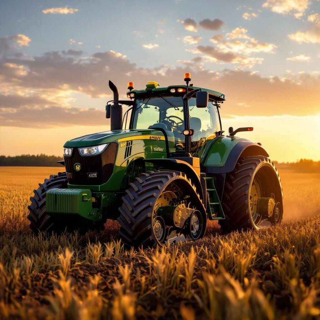 Jinh Deere 8RT 410 Tractor in Golden Hour Field