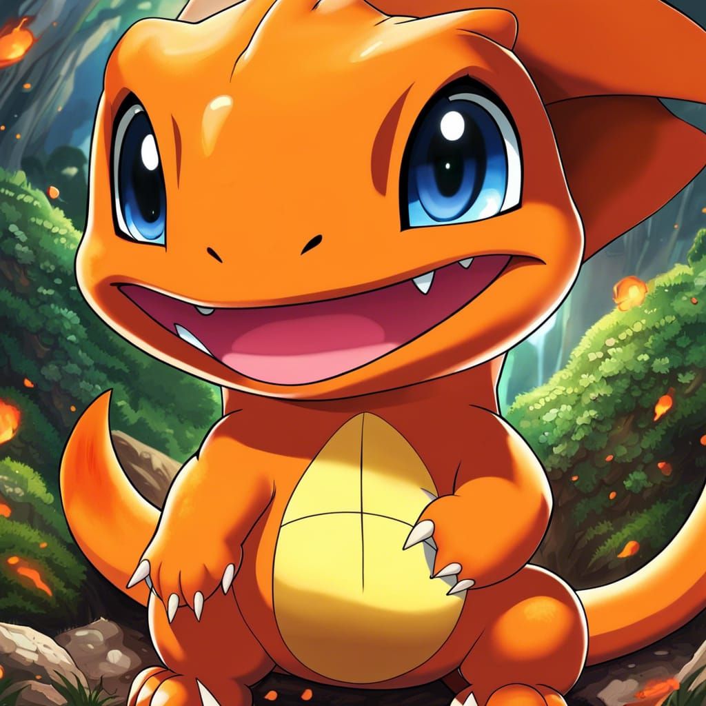 Adorable Charmander Pokemon in Anime Style