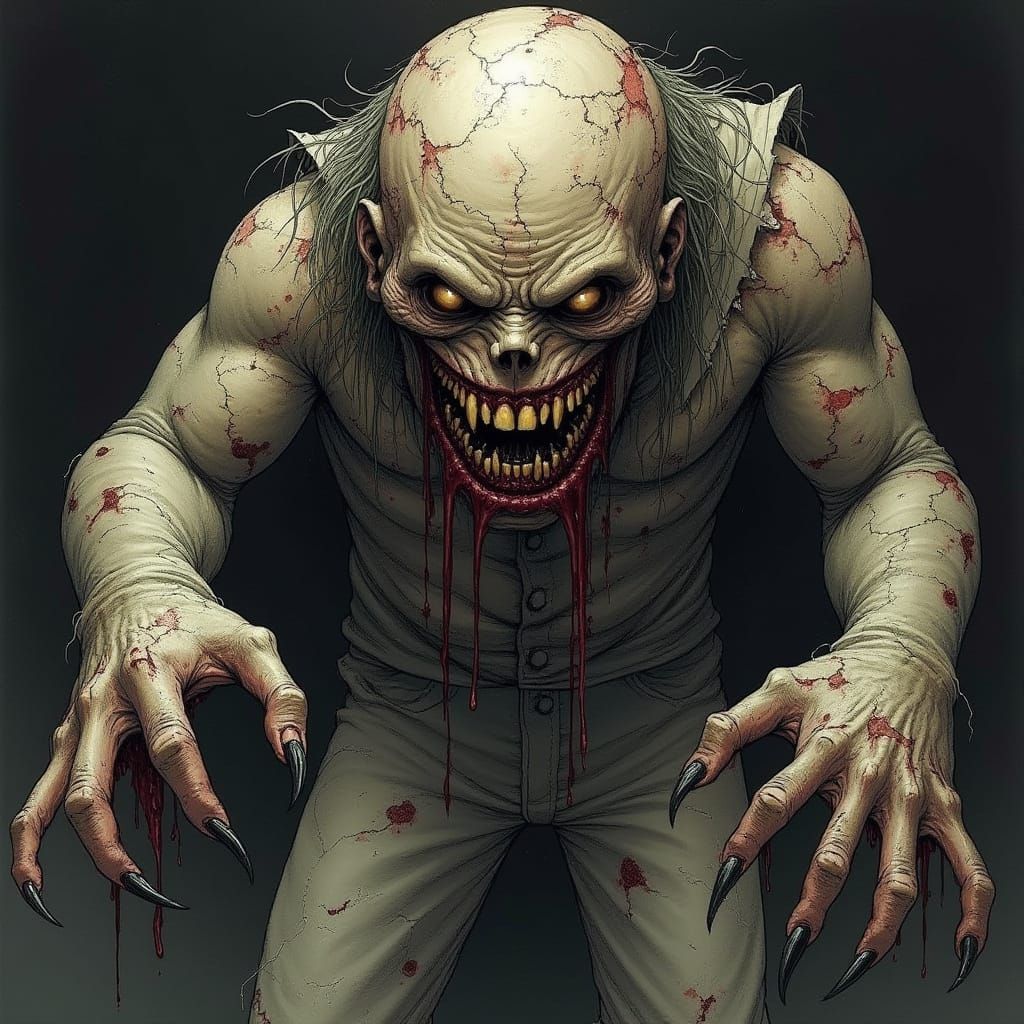 Monstrous Figure Looms in Shadows: A Horrifying Abomination