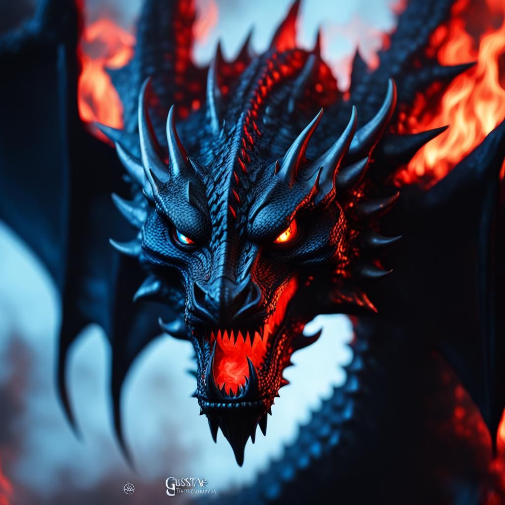Gothic Demon Dragon Logo in Photorealistic Sci-Fi Style