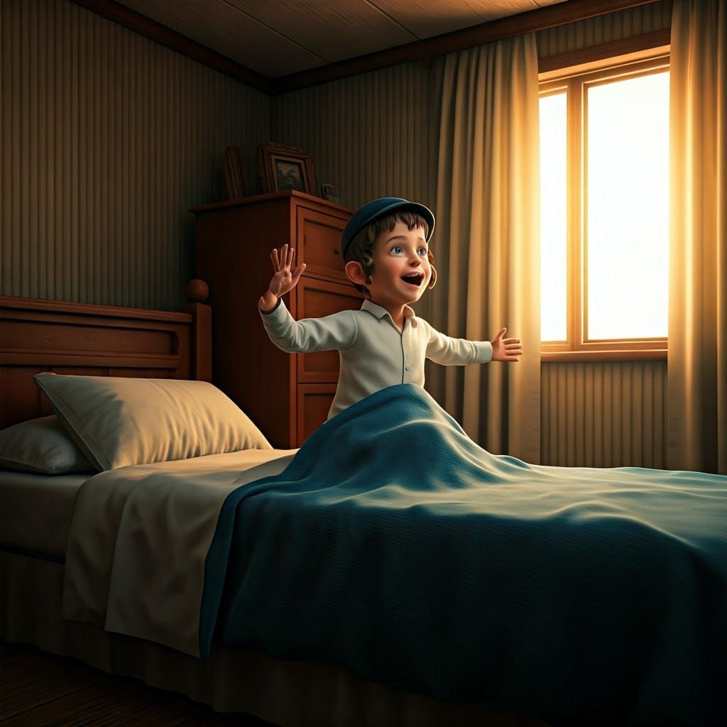 Excited Boy Exclaims Good Morning: 3D Game Art