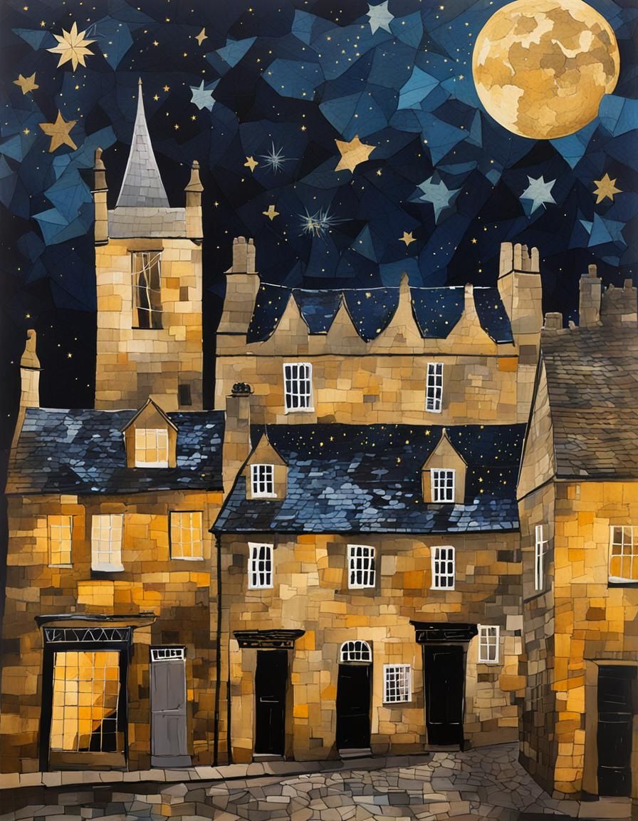 Autumn in Chipping Camden: Mixed Media Collage