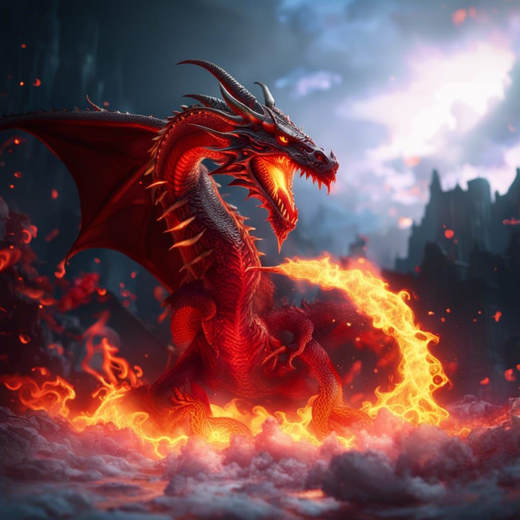 Fiery Dragon Dark Fantasy Concept Art