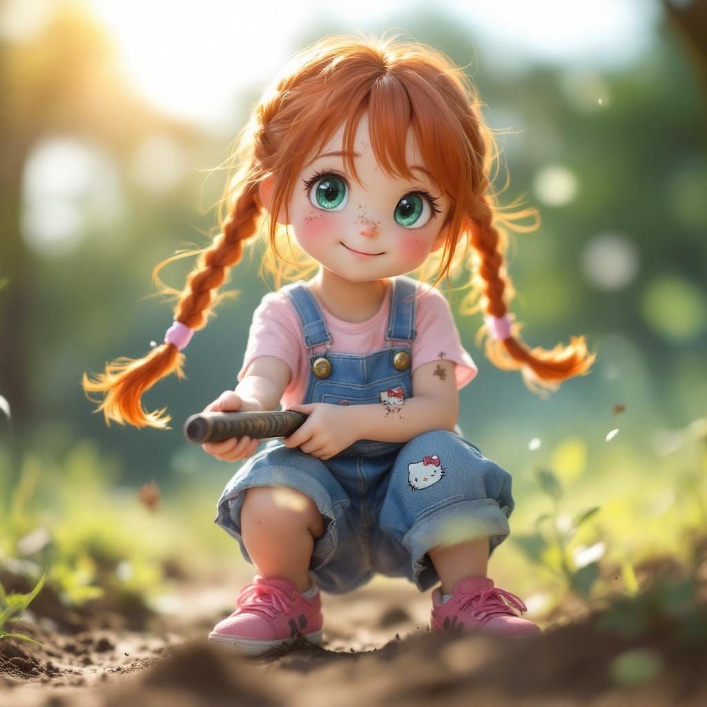 Japanese Girl with Sword in Nostalgic Anime Style