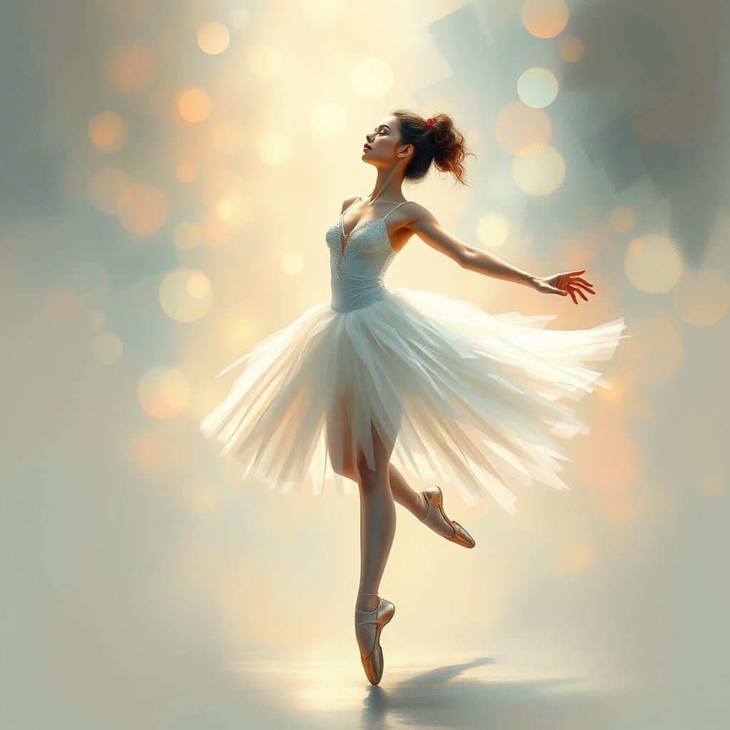 Elegant Ballerina Dancing in Pastel Lights: Ethereal Art