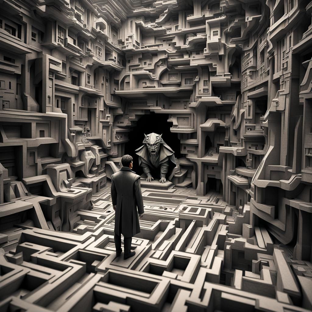 Theseus and the Minotaur (inspired by MC Escher)