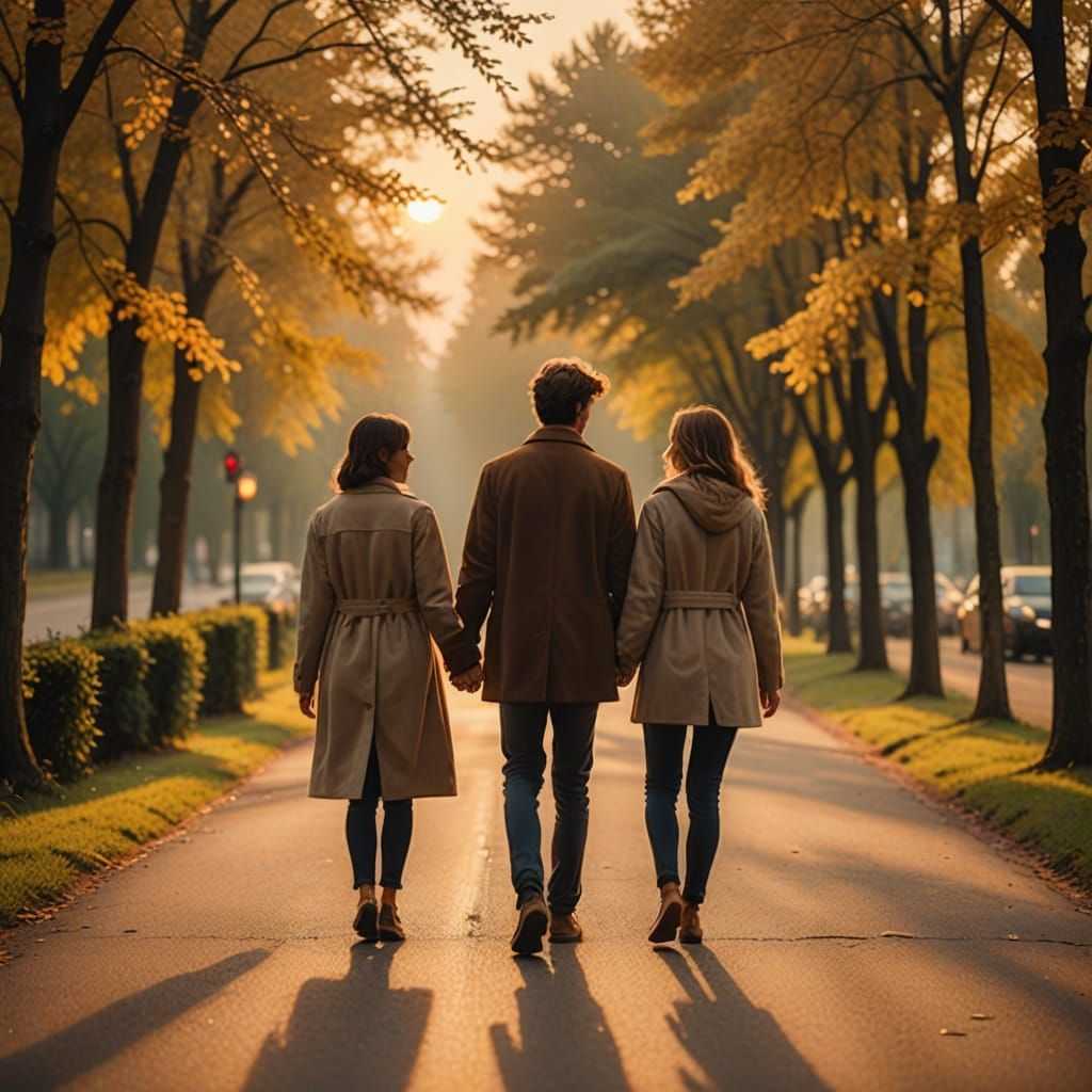 Romantic Couple at Golden Hour Sunset