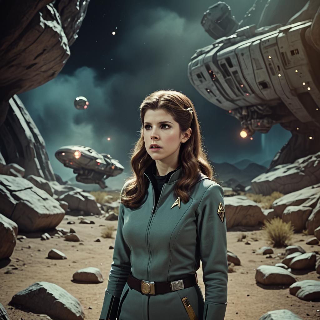 Anna Kendrick in Retro Sci-Fi Style