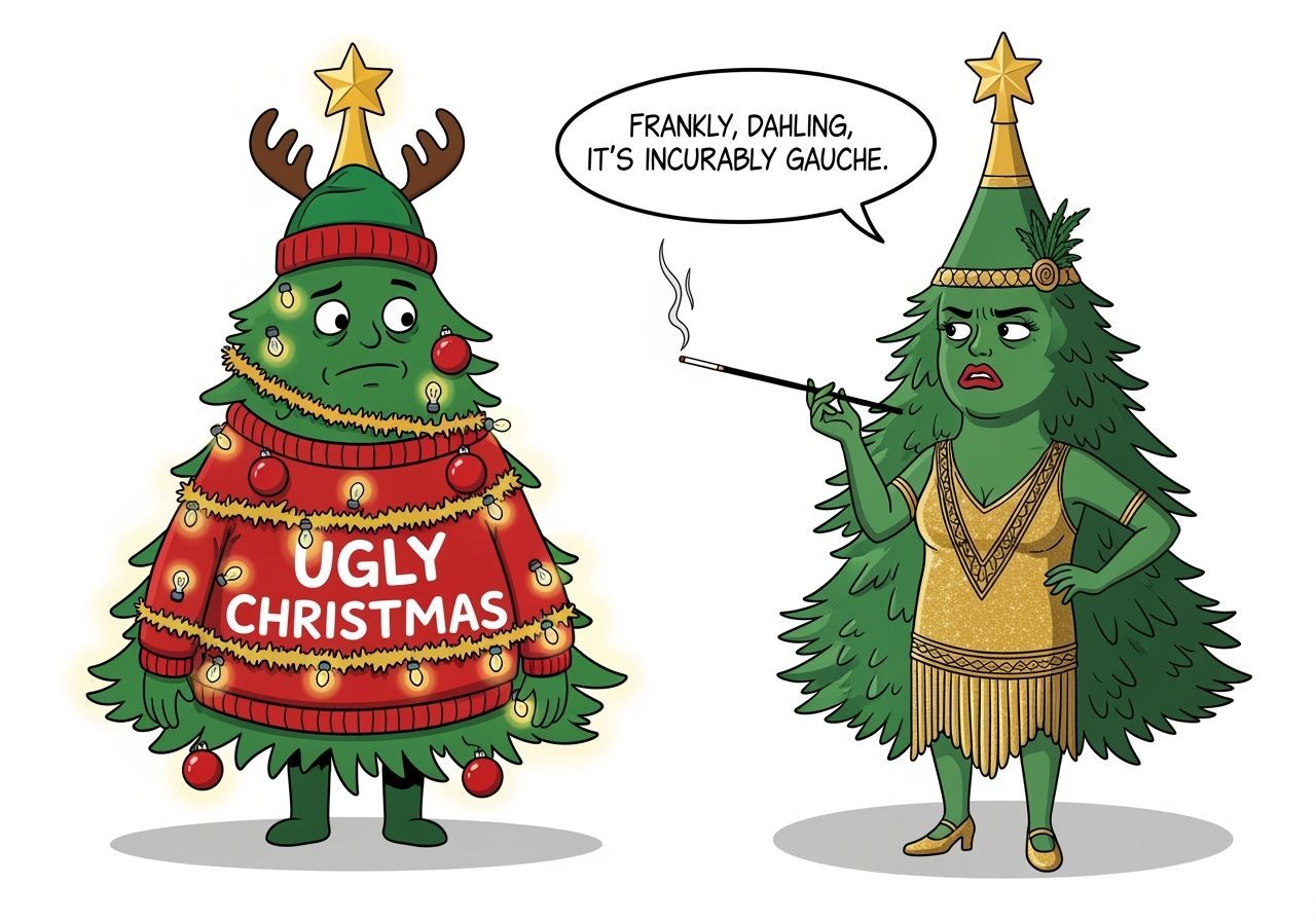 Personified Christmas Trees in Holiday Attire