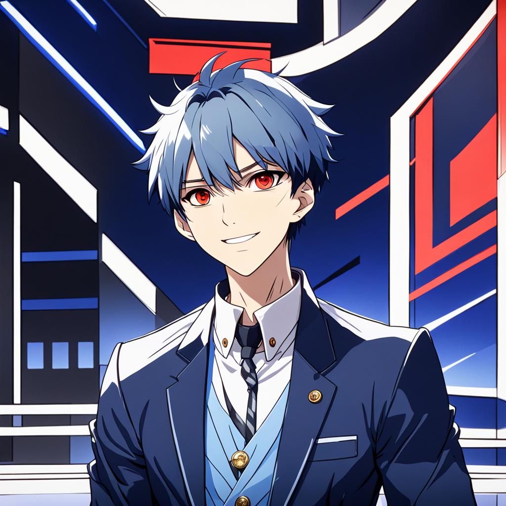 Anime Boy Smiling in Television Studio