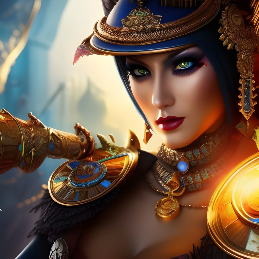 Steampunk Egyptian Lady in Ornate Detail
