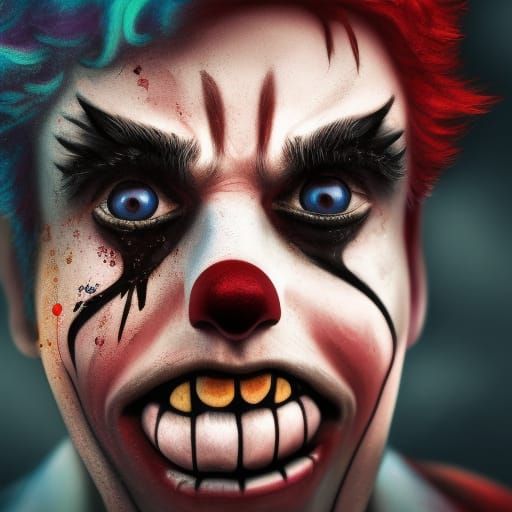 Hyperrealistic Crying Clown Portrait in Splash Art Style