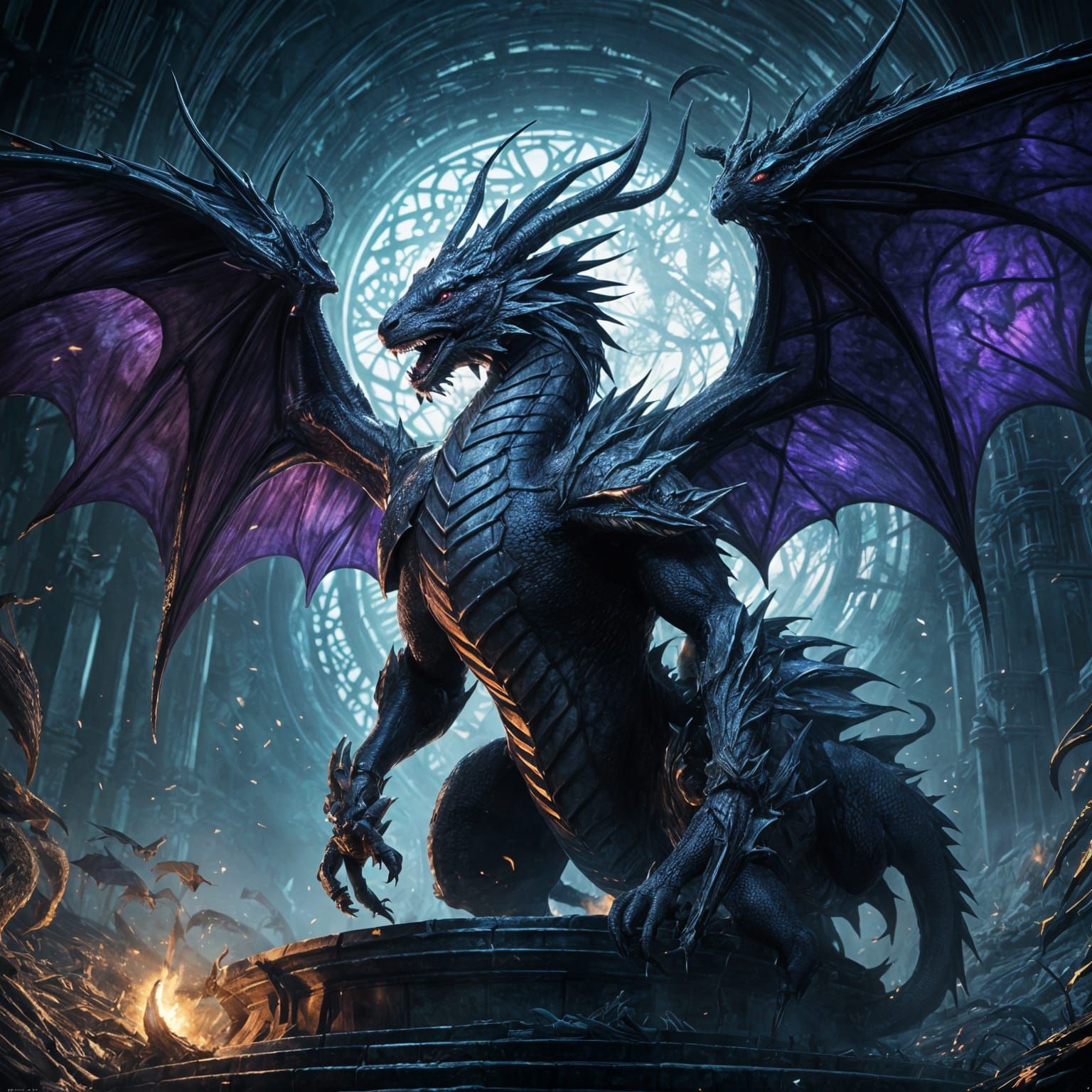 Dark Fantasy Dragon Unleashed in Gothic Portal
