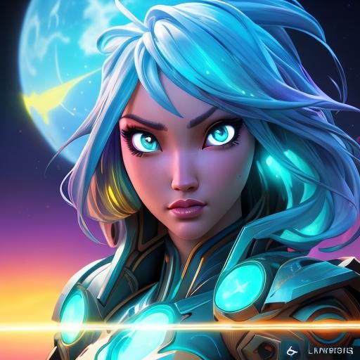 Ethereal Girl with Shining Eyes on Exotic Planet