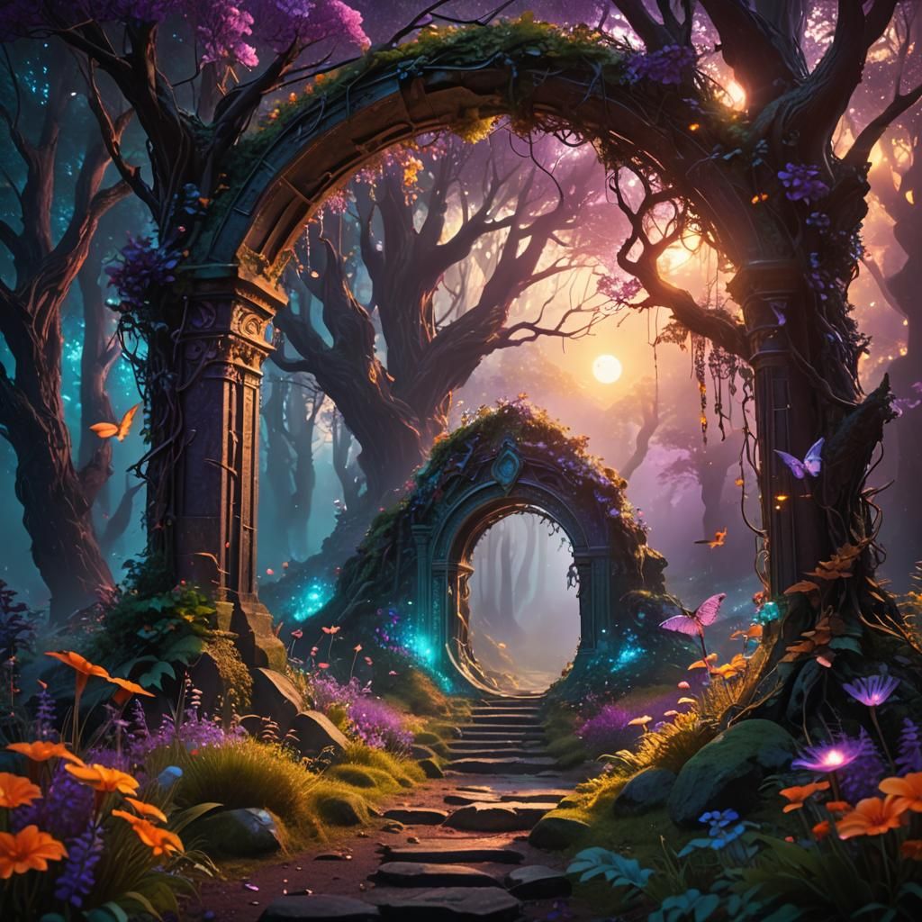 Mystical Forest Portal Digital Matte Painting