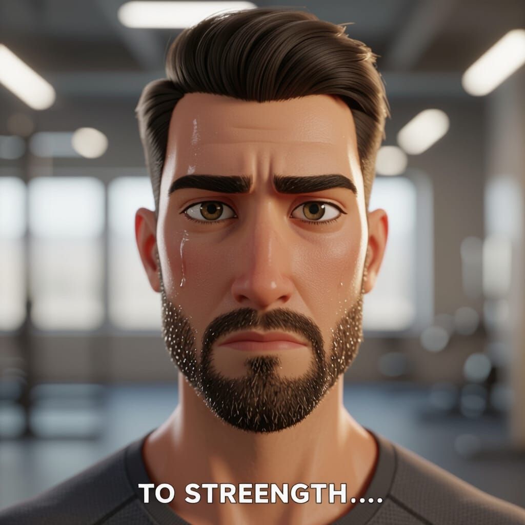 Intense Photoreal Headshot of Man Exhaling