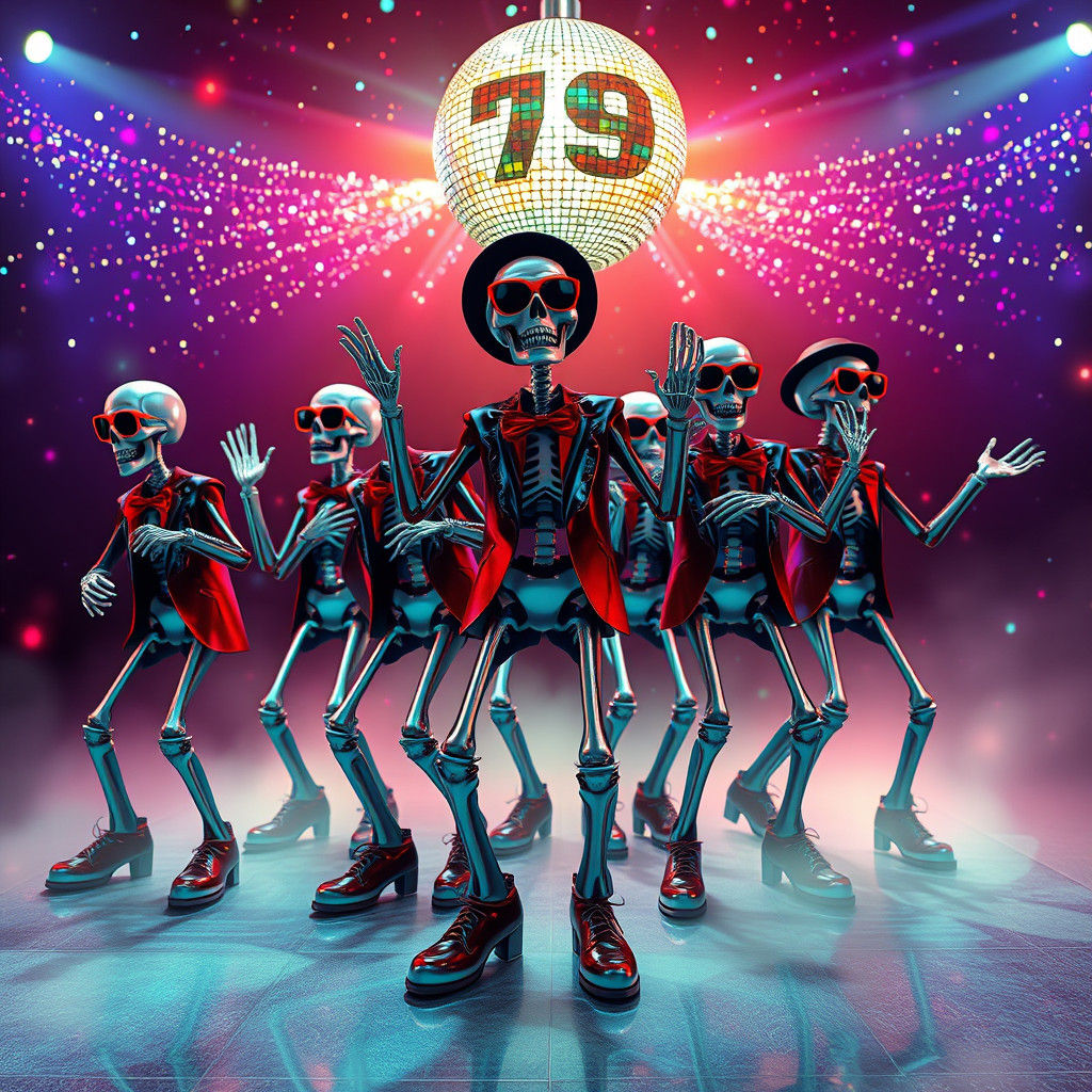 Disco Skeletons Dance the Night Away in Vibrant 3D Anime Art