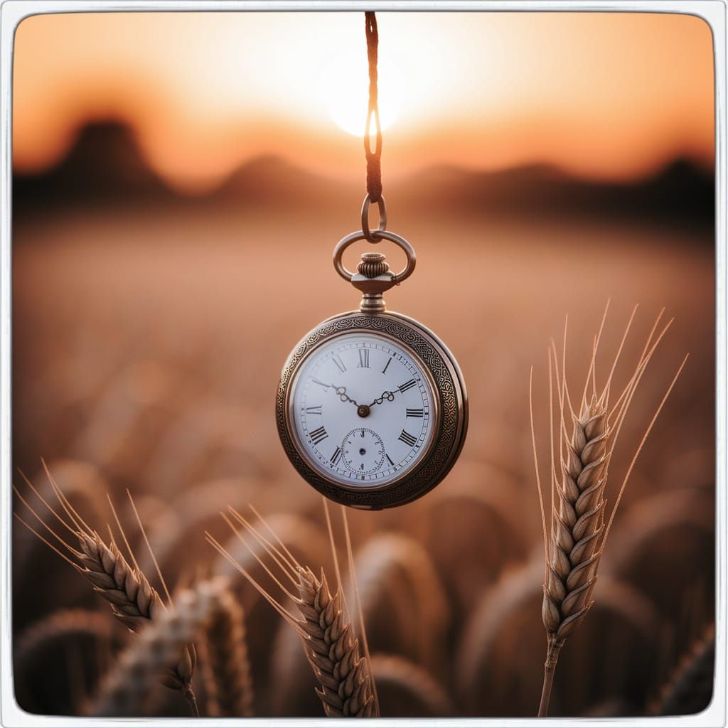 Antique Pocket Watch in Golden Hour Distortion