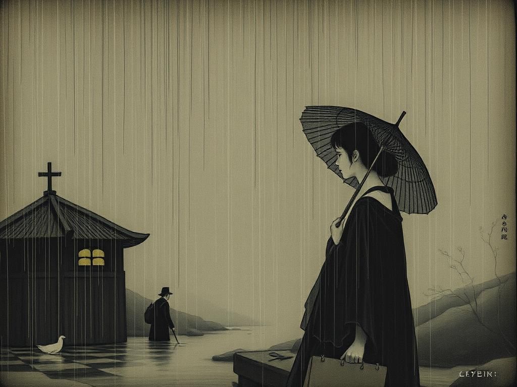 Cybergeisha Emerges from Rainy Florida: Ukiyo-e Style