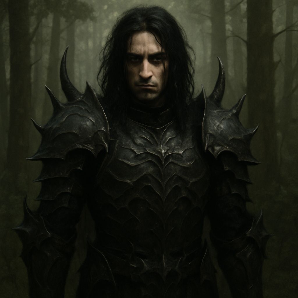 Devilish Warrior in Dark Armor in Fantasy World