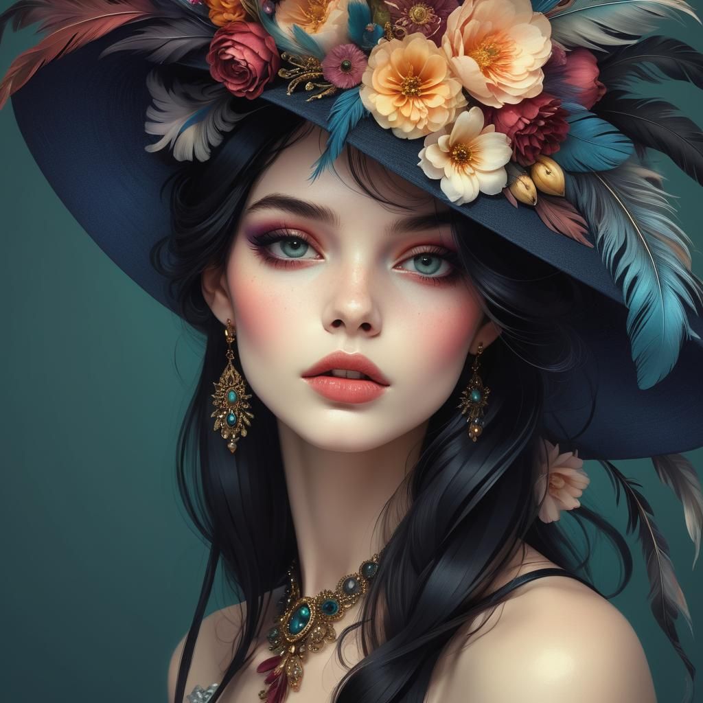 Baroque French Fashion Goddess in Exquisite Millinery