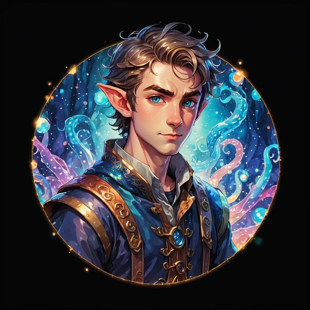 Halfling Manga Portrait with Blue Eyes and Bokeh