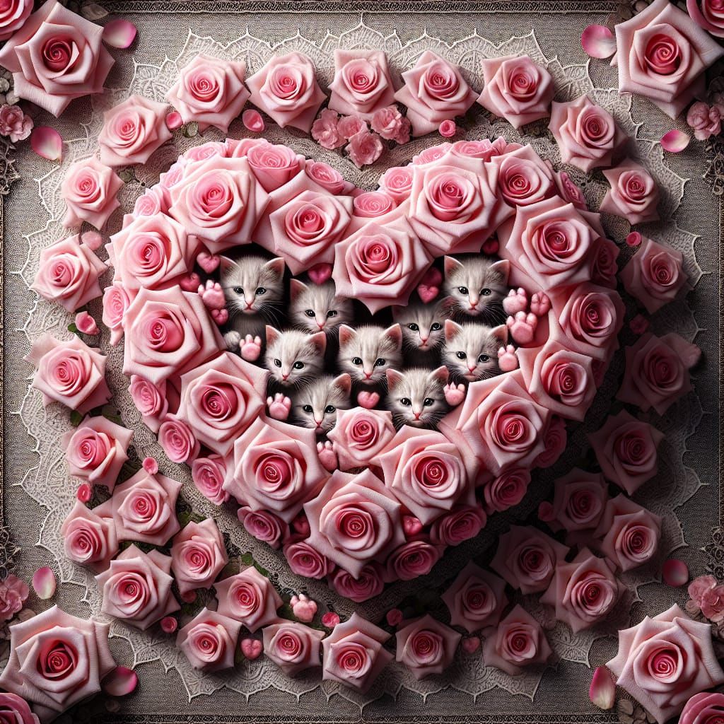 Romantic Whimsy in White and Pink: Roses, Kitten Noses, and....