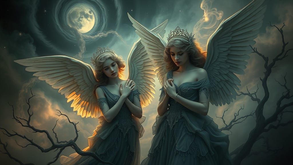 Angels in Victorian-Inspired, Dreamlike Realms