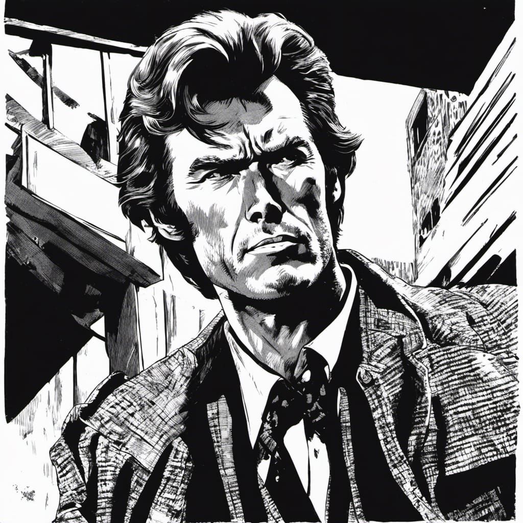 Gritty Comic Book Style Dirty Harry Illustration