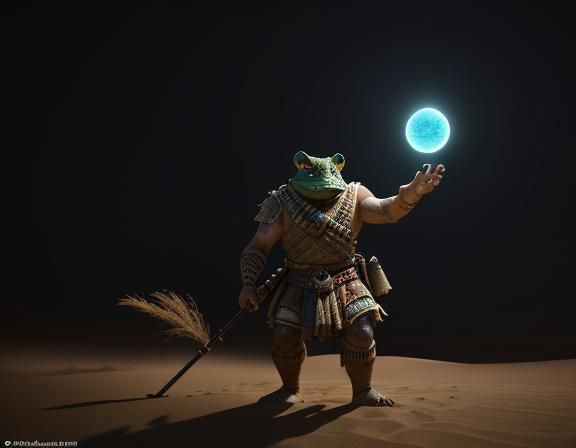 Bullywug Spellcaster in Desert: 3D Game Cinematic