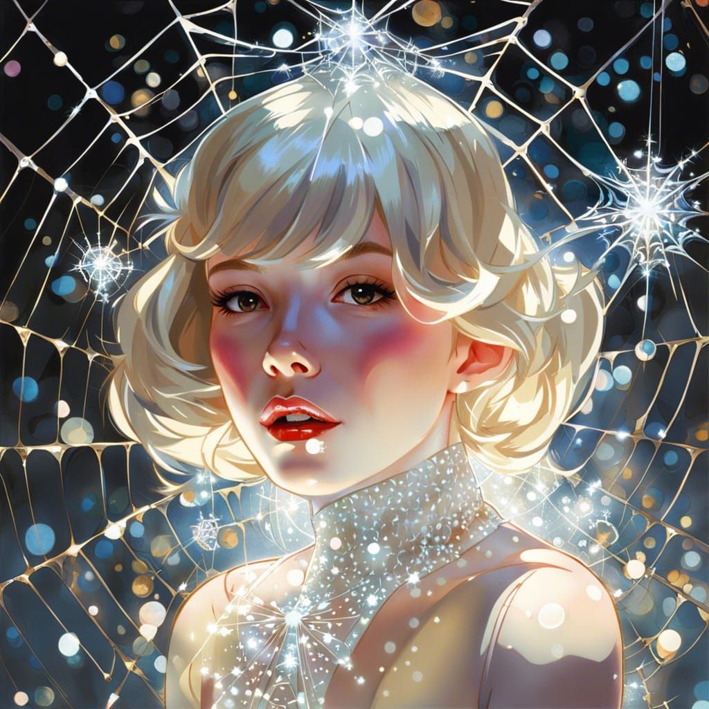 Crystal Spider on Sparkling Web: Digital Art