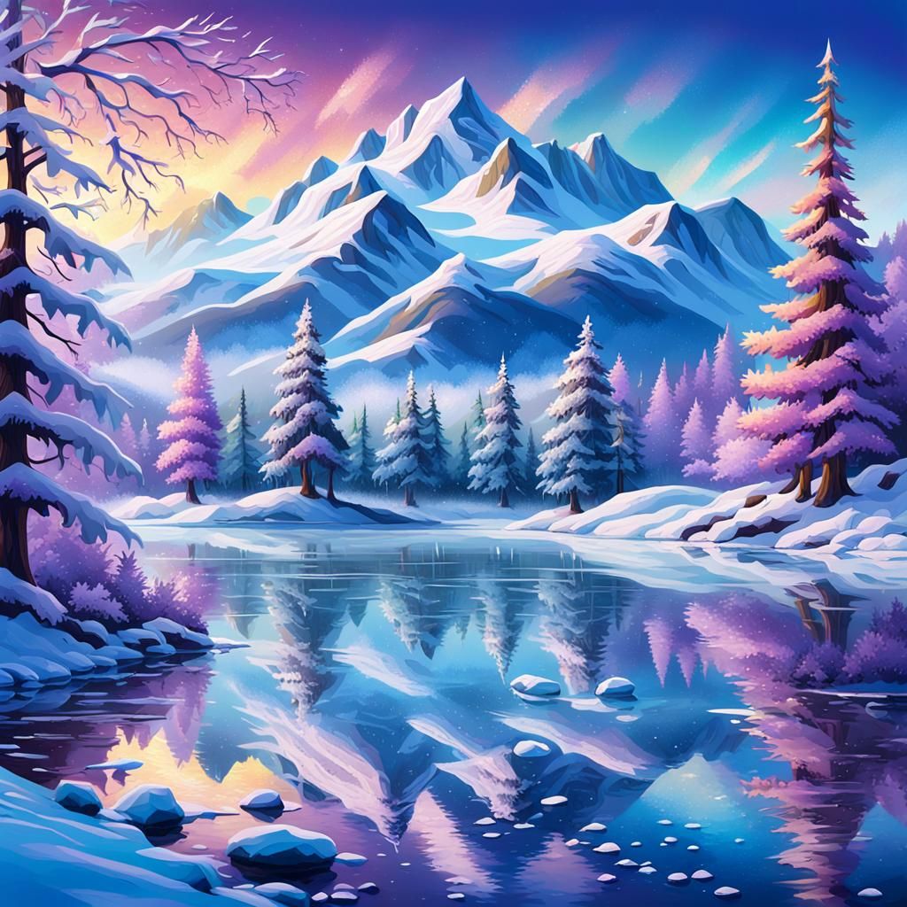 Winter Wonderland: A Vibrant Oil Painting