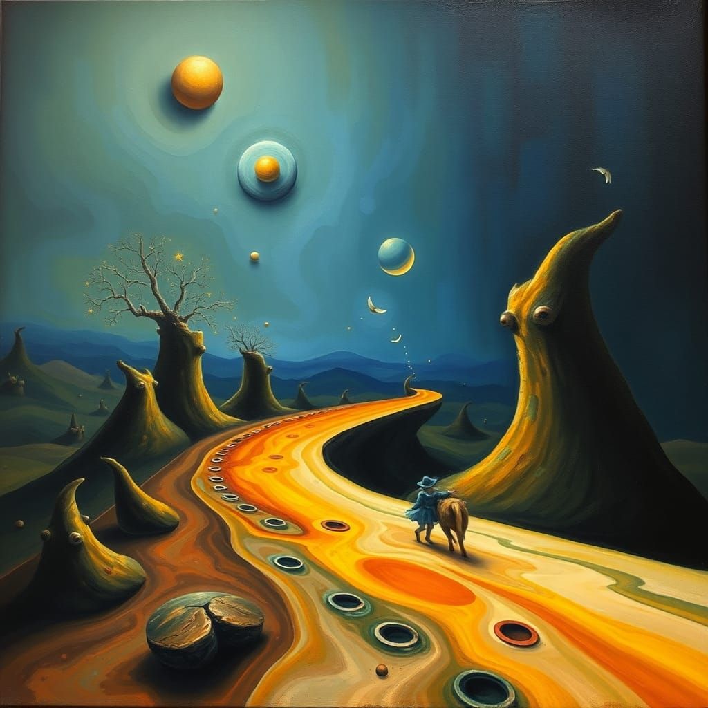 Surreal Clattering Figures in a Dali-esque Style