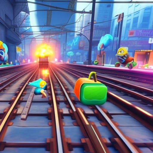Subway Surfers in 3D Game Cinematic Style